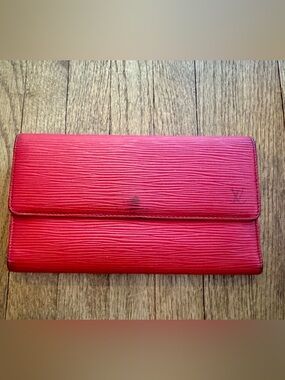 Louis Vuitton Red Textured Epi Leather Long Wallet